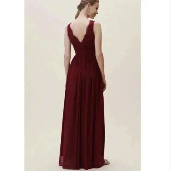 BHLDN Anthropologie Hitherto Fleur Formal Tulle Wine Red Event Gown Dress Size 8 - Picture 2 of 8
